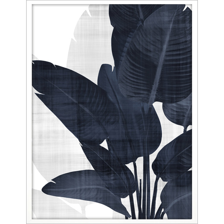 Azure Palm Blue Canvas Print in White Frame, 50" x 38"
