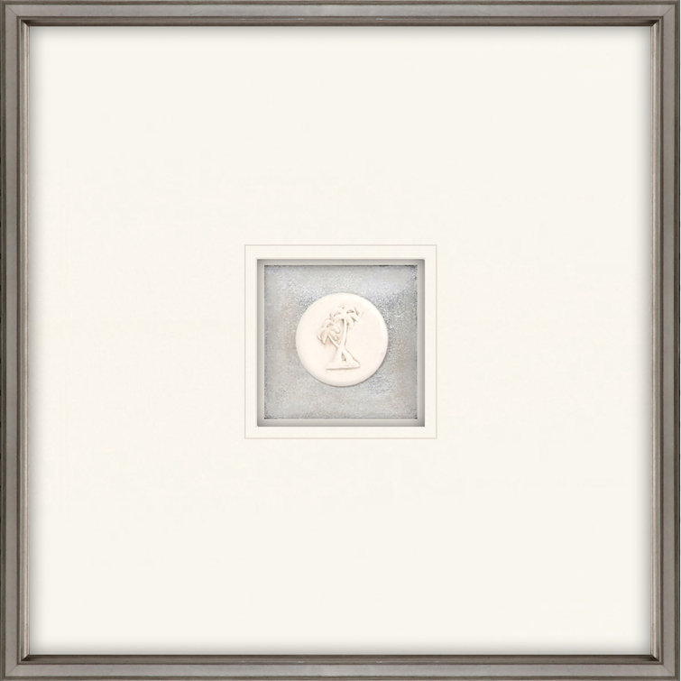 22" Silver Leaf Palm Tree Intaglio Framed Wall Art