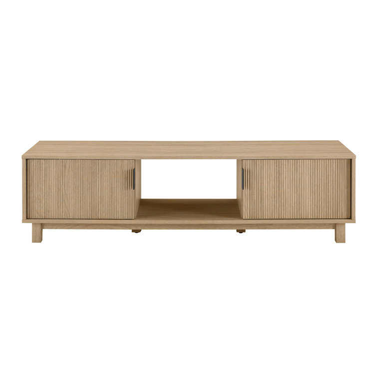 Coastal Oak Modern Fluted 2-Door TV Stand