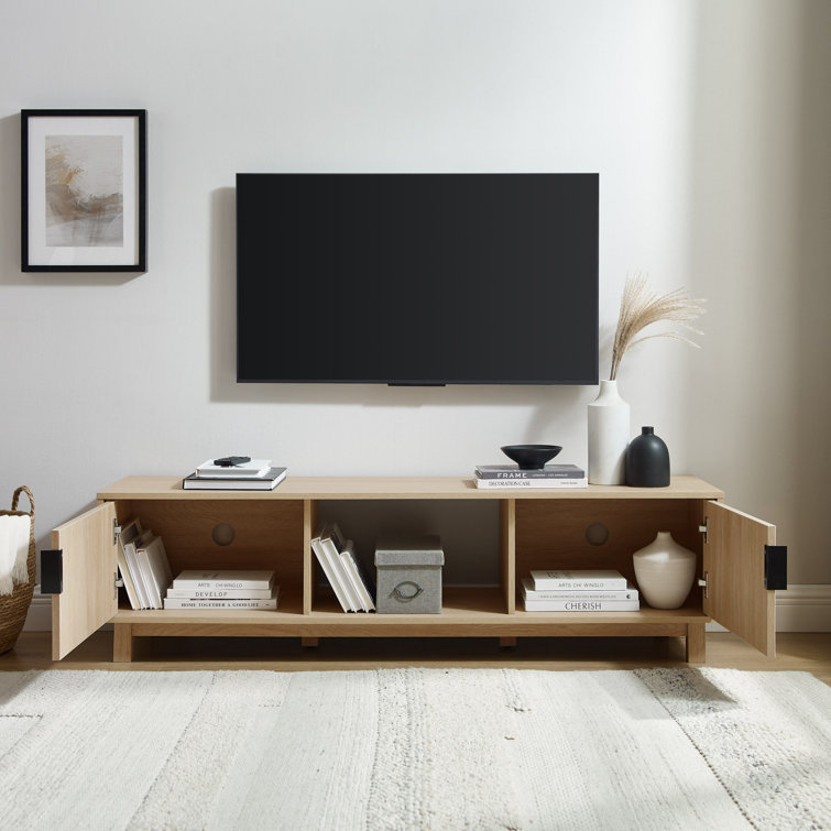 Coastal Oak Modern Fluted 2-Door TV Stand