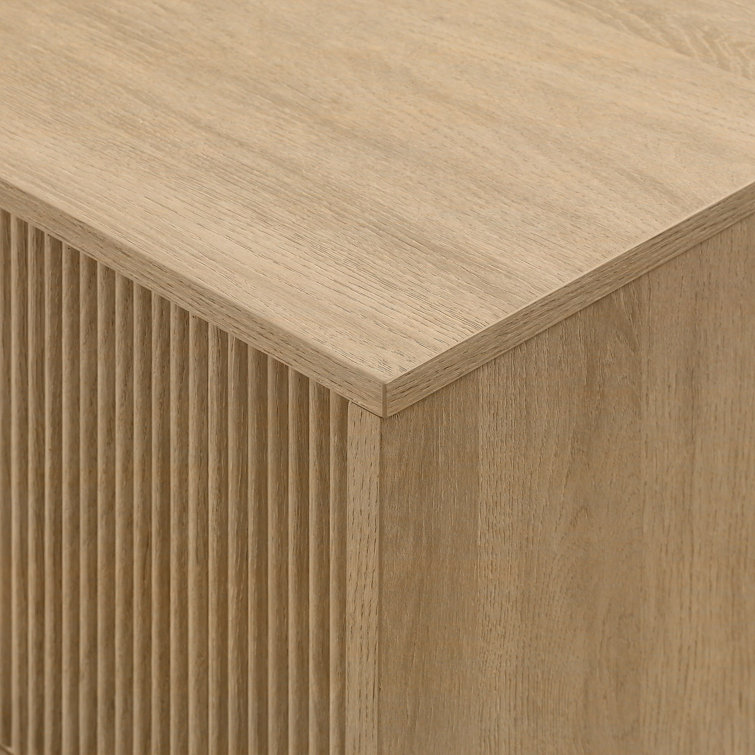 Coastal Oak Modern Fluted 2-Door TV Stand