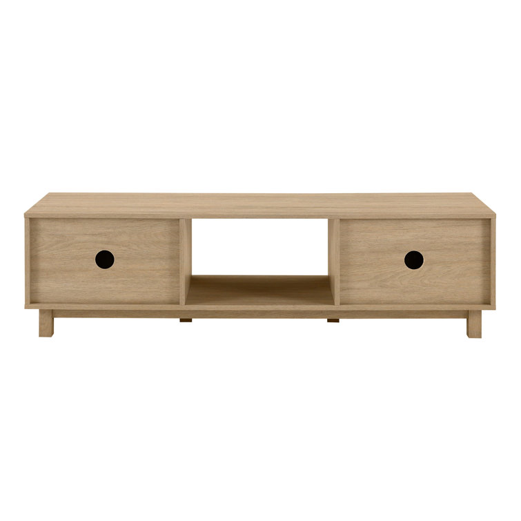 Coastal Oak Modern Fluted 2-Door TV Stand