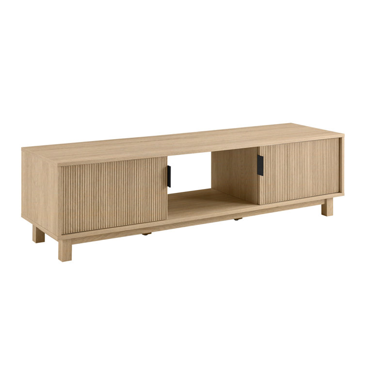 Coastal Oak Modern Fluted 2-Door TV Stand