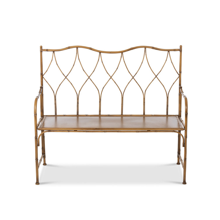Natural Metal Bamboo-Inspired Outdoor Bench