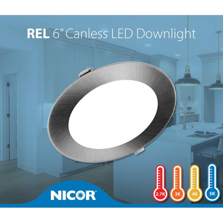 6'' Nickel Round Dimmable LED Recessed Downlight Kit