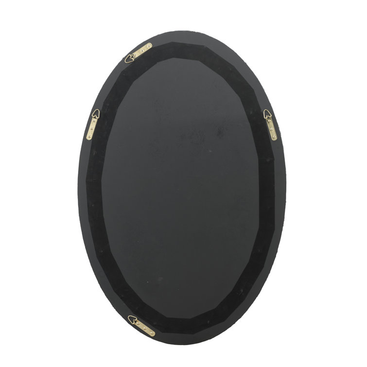 Charcoal Oval Wood Wall Mirror with Beveled Glass
