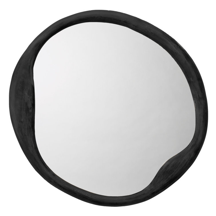 Alora Black Round Wall Mirror with Organic Aluminum Frame