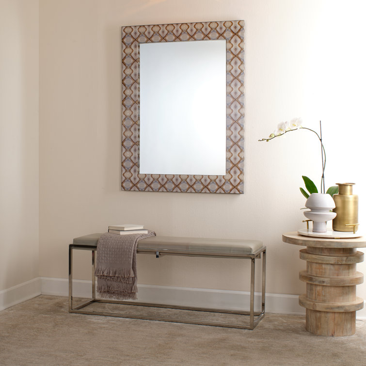 Gold Leaf Rectangular Wood Accent Mirror