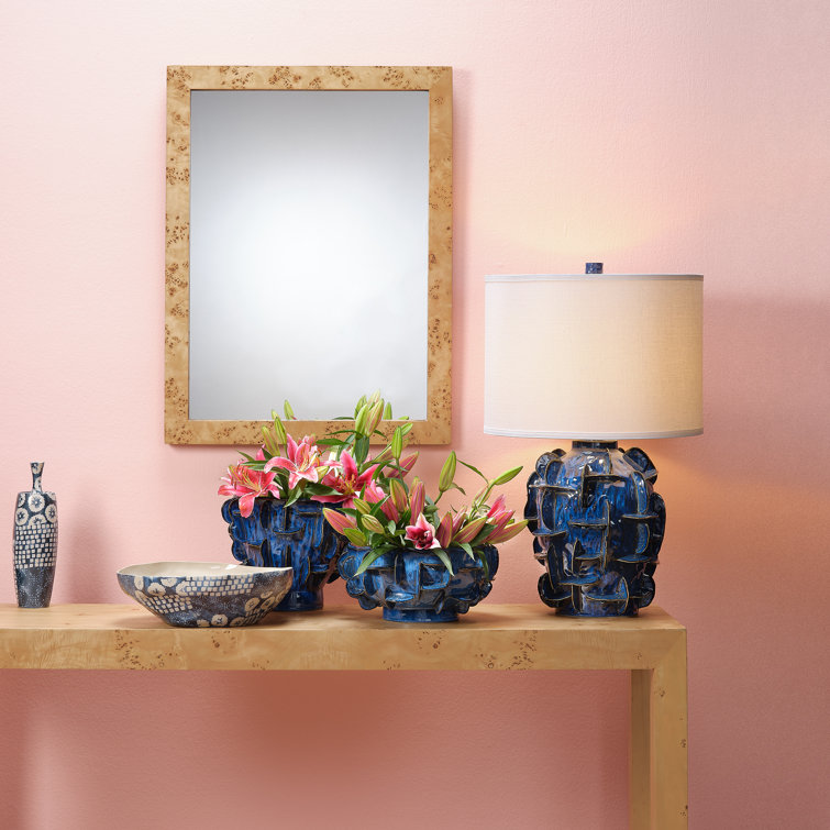 Natural Burl Wood Rectangular Wall Mirror