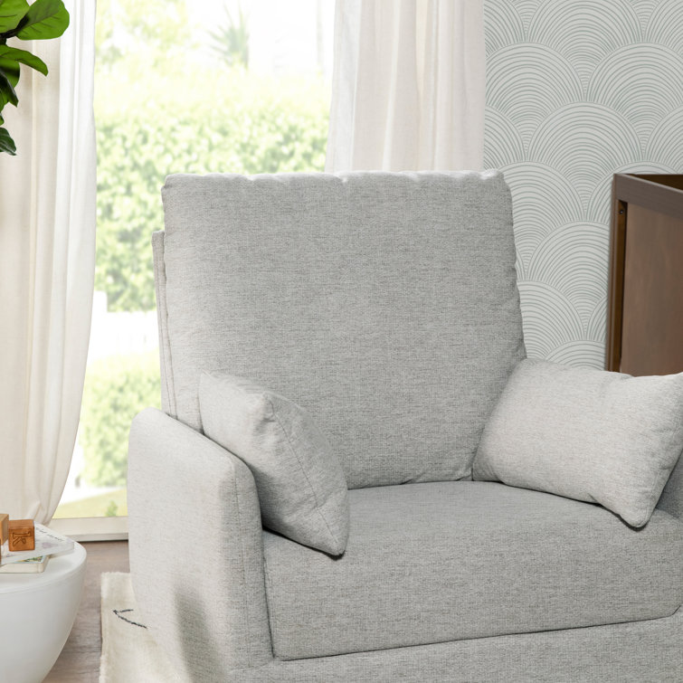 Frost Gray Fully Upholstered Iron Swivel Glider Chair