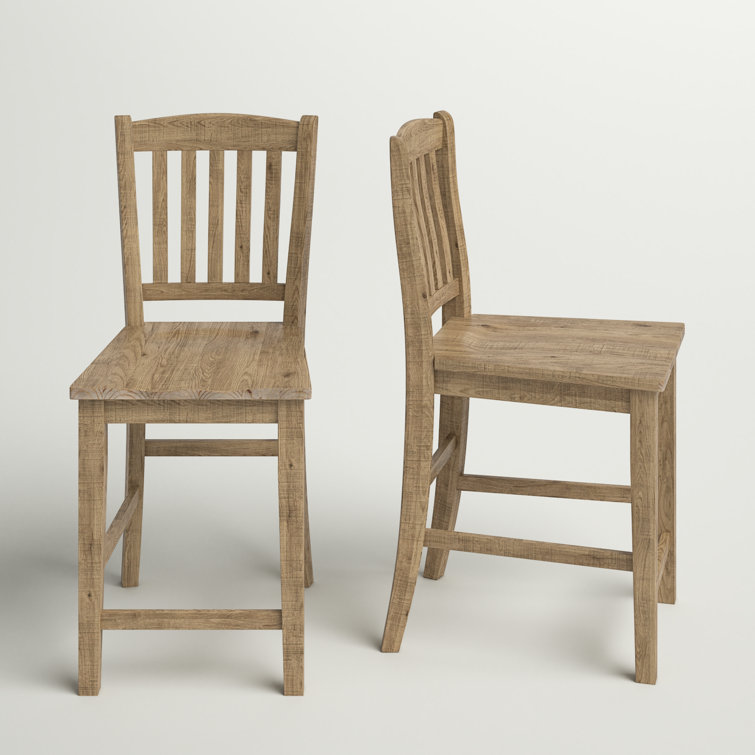 Carlyle Rustic Brown Pine Slatback Counter Stools, Set of 2