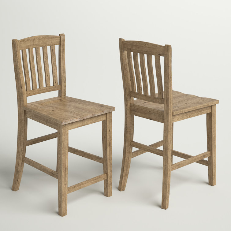 Carlyle Rustic Brown Pine Slatback Counter Stools, Set of 2