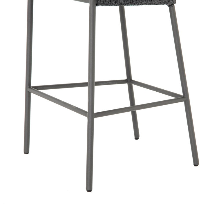 Gray Rope Woven Outdoor Counter Stool with Cushions