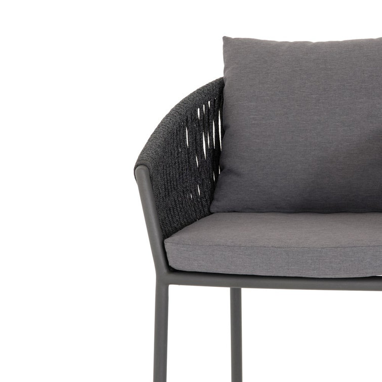 Gray Aluminum Outdoor Bar Stool with Cushions