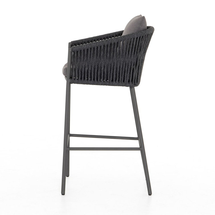 Gray Aluminum Outdoor Bar Stool with Cushions