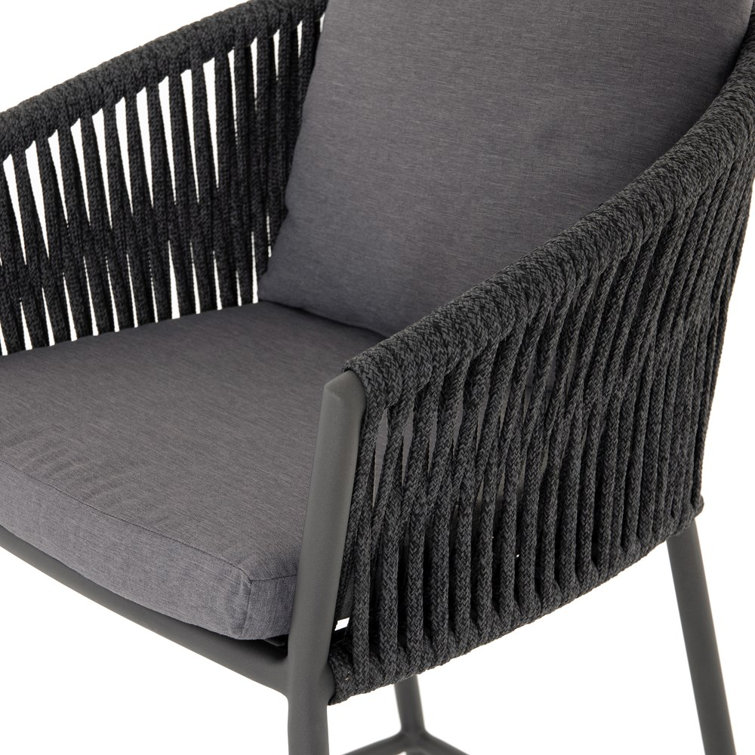 Gray Aluminum Outdoor Bar Stool with Cushions