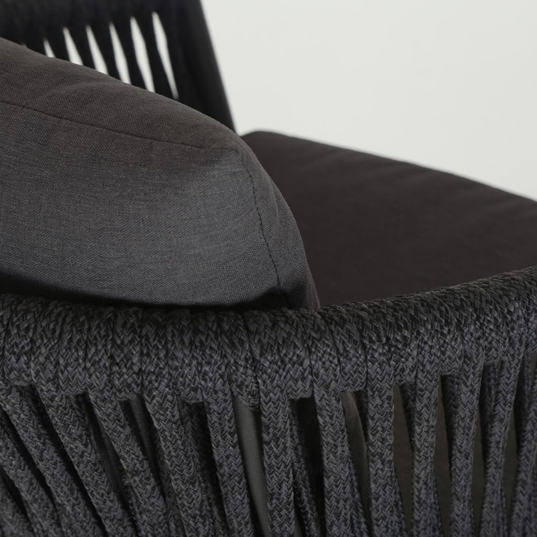 Gray Aluminum Outdoor Bar Stool with Cushions
