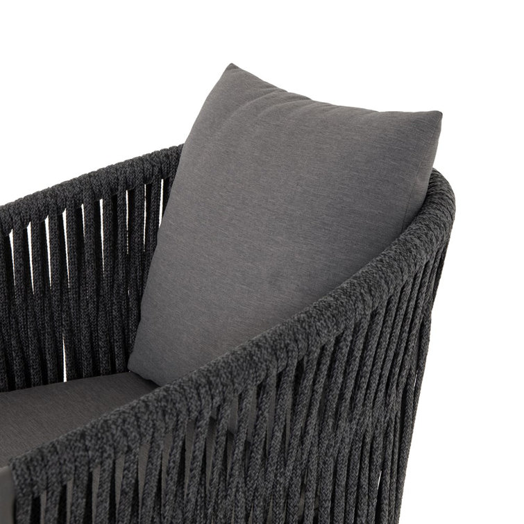 Gray Aluminum Outdoor Bar Stool with Cushions