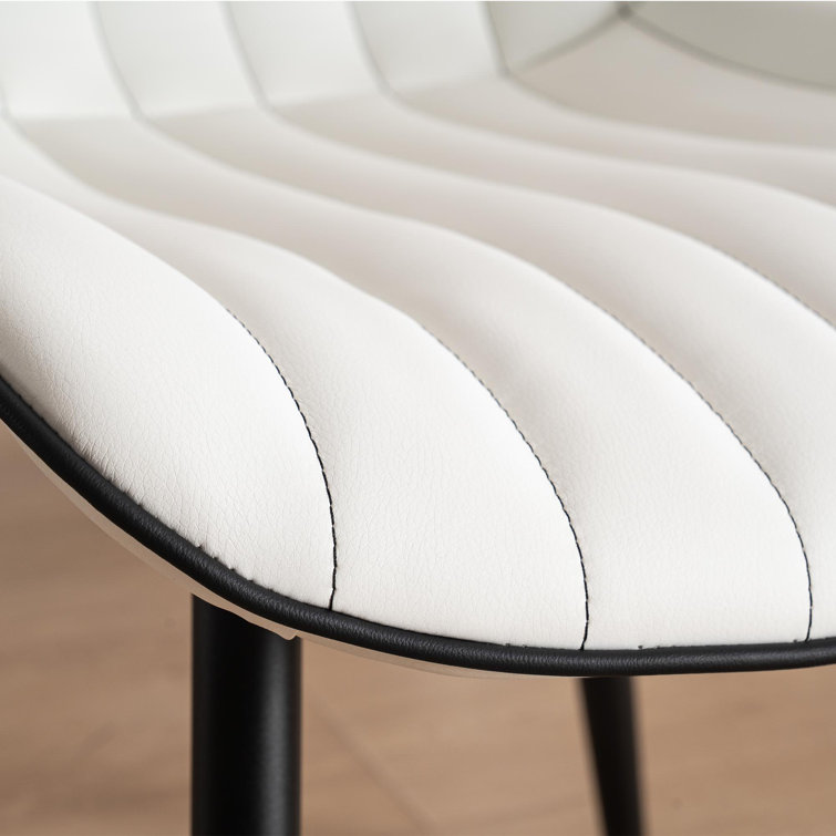 White Faux Leather Upholstered Side Chair with Metal Legs