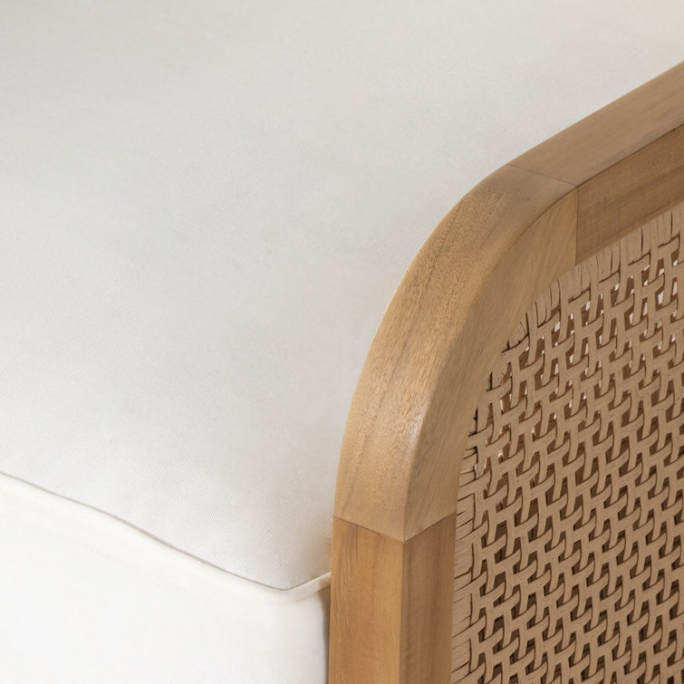 Natural Teak and White Cushioned Stationary Chair