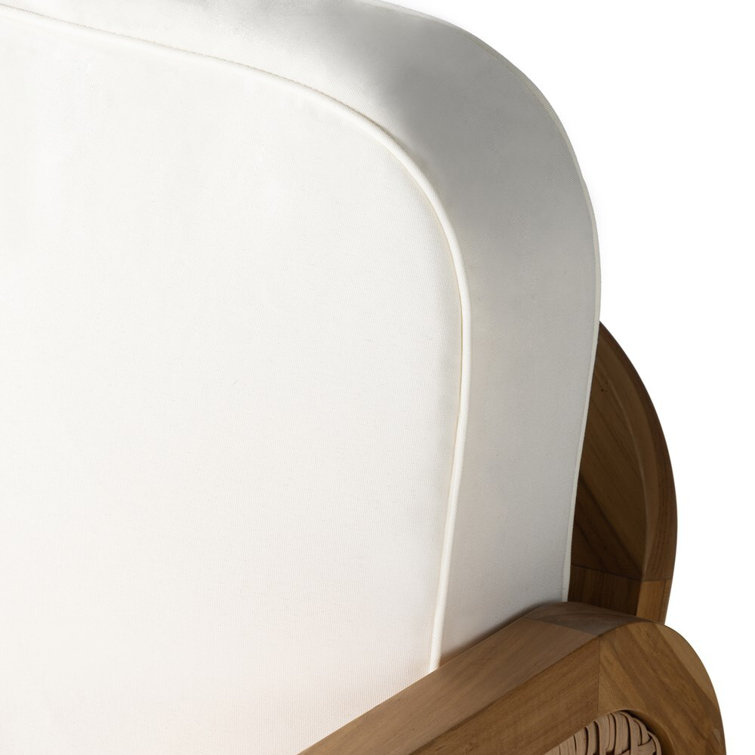 Natural Teak and White Cushioned Stationary Chair