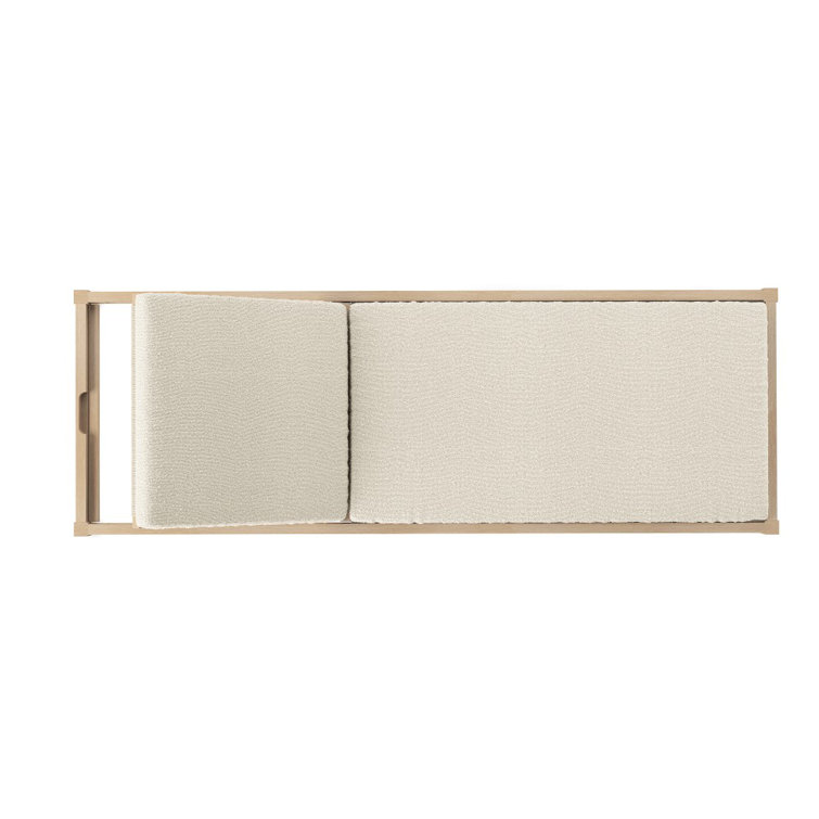 Beige Teak Adjustable Outdoor Chaise Lounger with Cushions