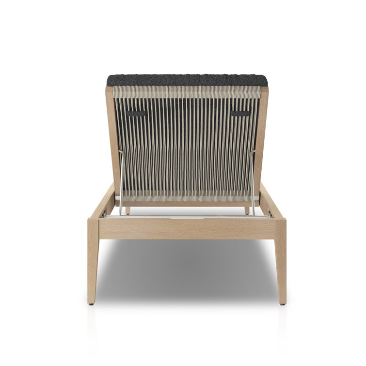 Beige Teak Adjustable Outdoor Chaise Lounger with Cushions