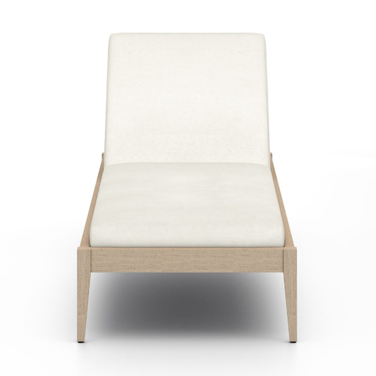 Ivory Teak Adjustable Outdoor Chaise Lounger with Cushions