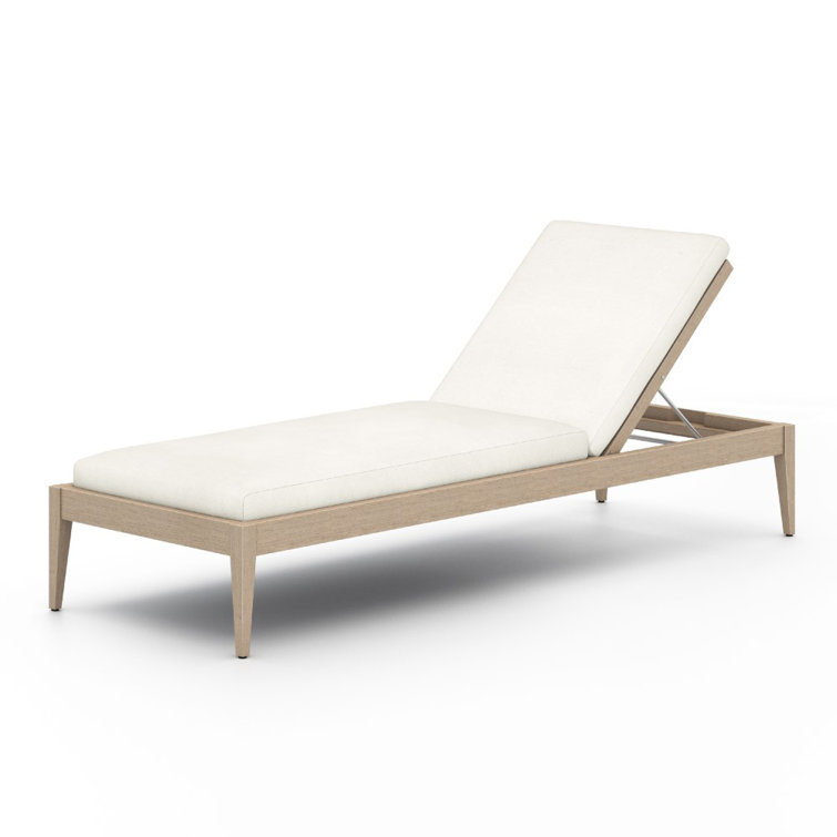 Ivory Teak Adjustable Outdoor Chaise Lounger with Cushions