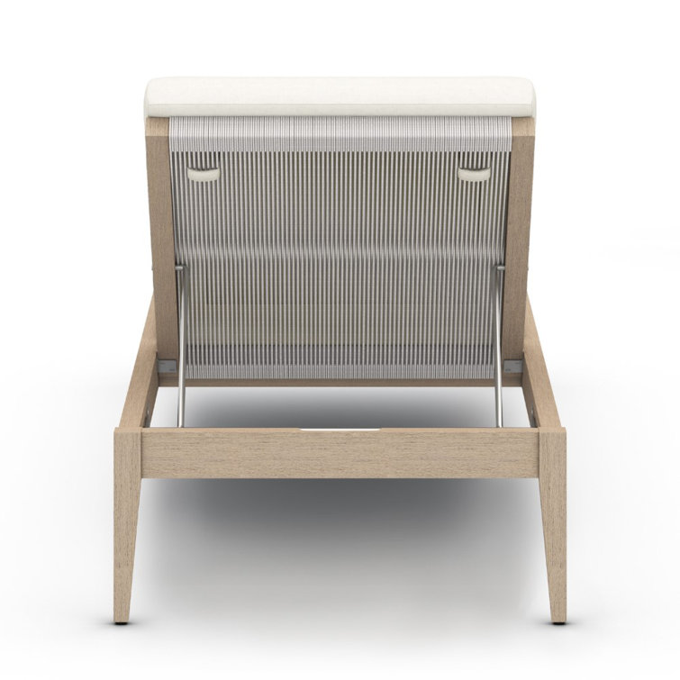 Ivory Teak Adjustable Outdoor Chaise Lounger with Cushions