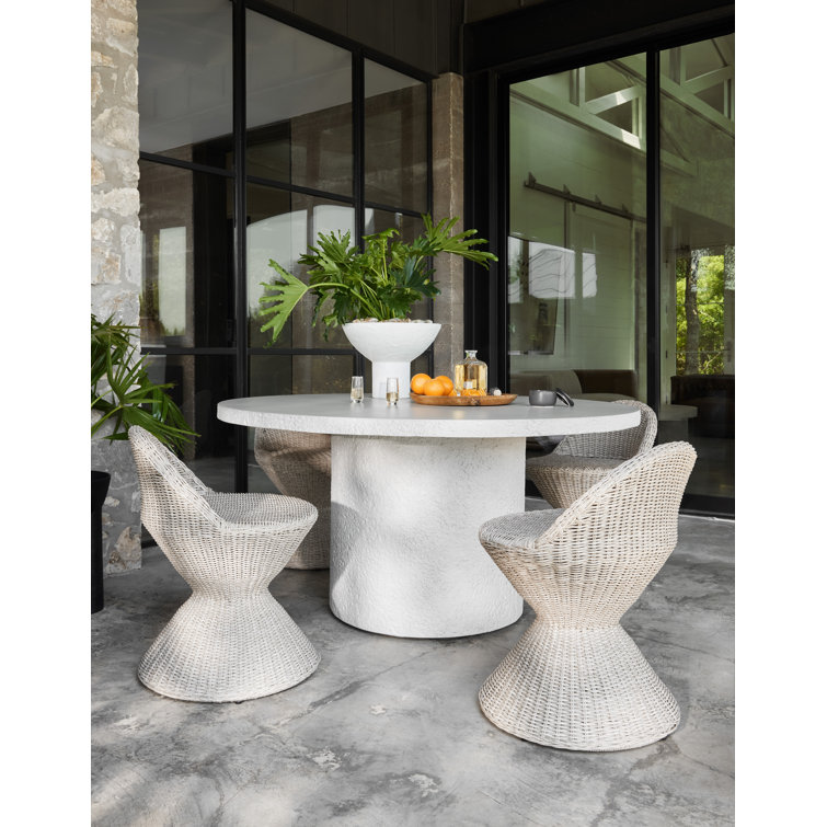 Charlize 60" White Contemporary Round Concrete Dining Table