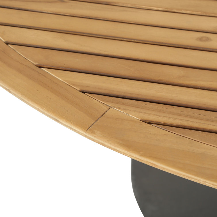 Reina 54" Brown Teak Round Dining Table with Pedestal Base