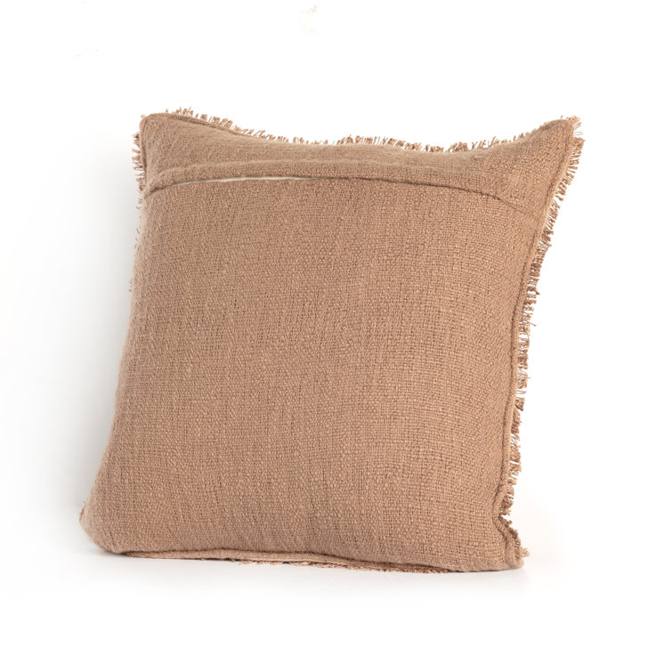 Natural Cream Fringed 20" Square Indoor/Outdoor Pillow