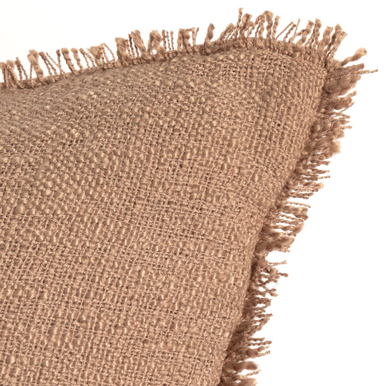 Natural Cream Fringed 20" Square Indoor/Outdoor Pillow