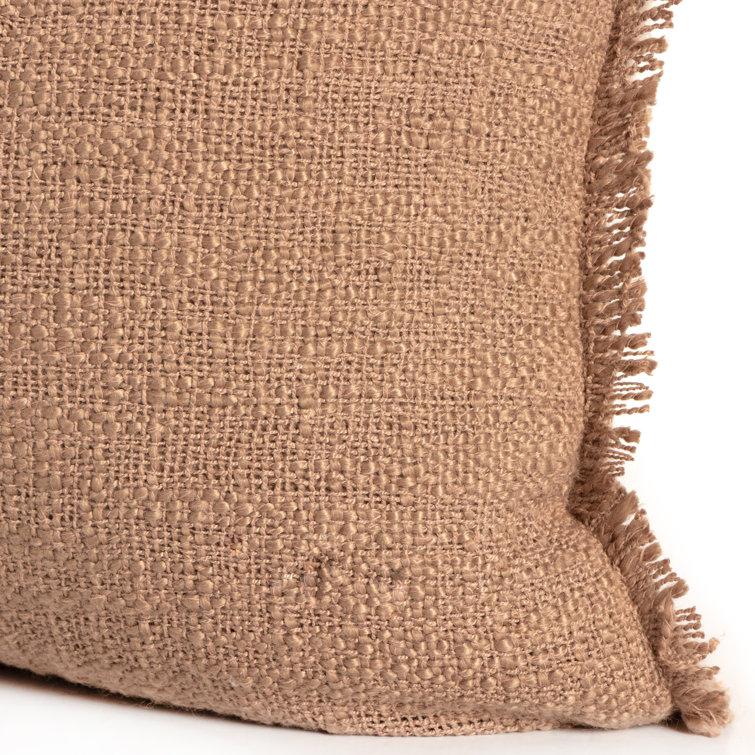 Natural Cream Fringed 20" Square Indoor/Outdoor Pillow