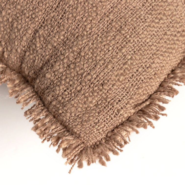 Natural Cream Fringed 20" Square Indoor/Outdoor Pillow