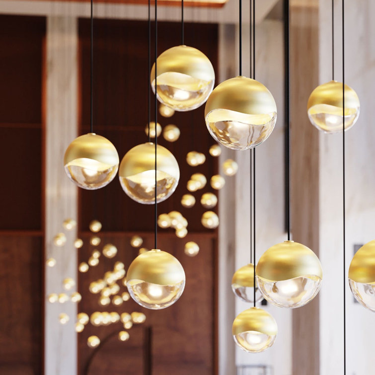 Satin Nickel 37.75" Glass LED Indoor/Outdoor Pendant Light