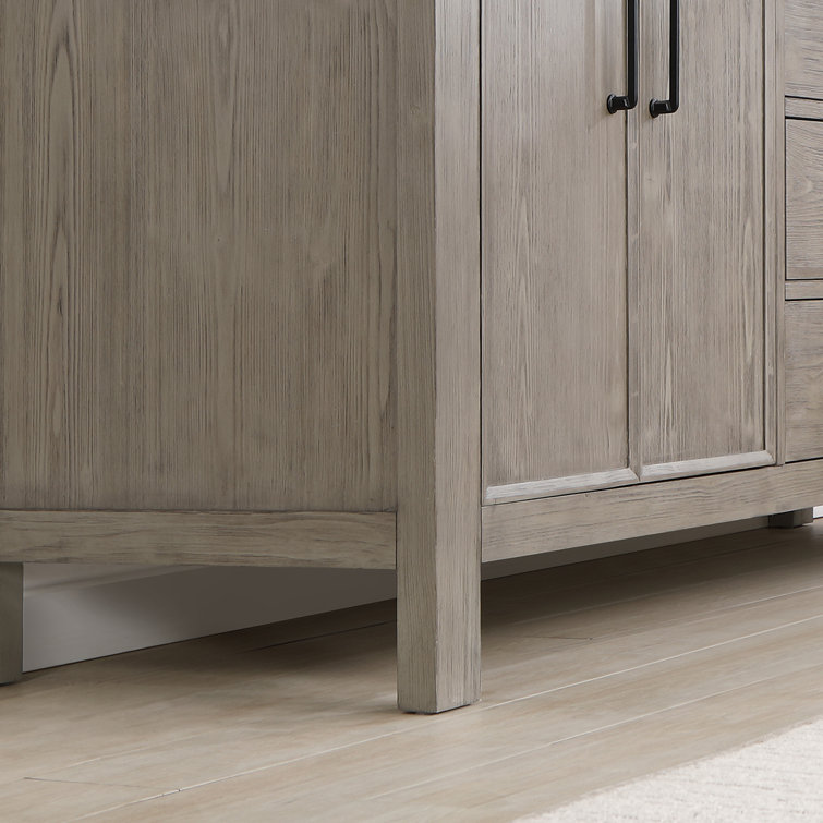 Leon 72" Fir Wood Brown Double Vanity with White Composite Top and Mirrors
