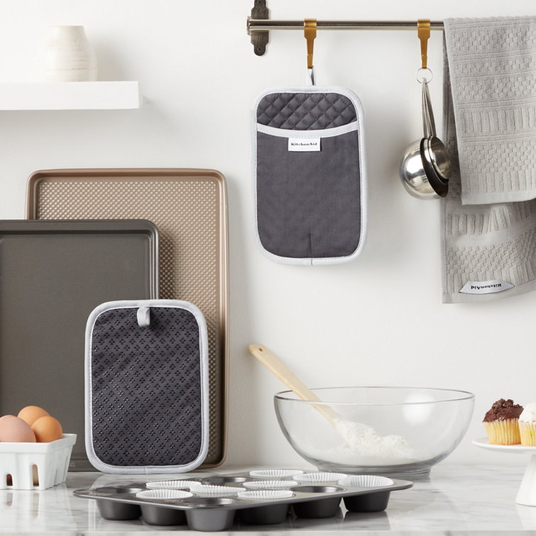 Charcoal Gray Silicone Cotton Pot Holder Set, 2-Piece