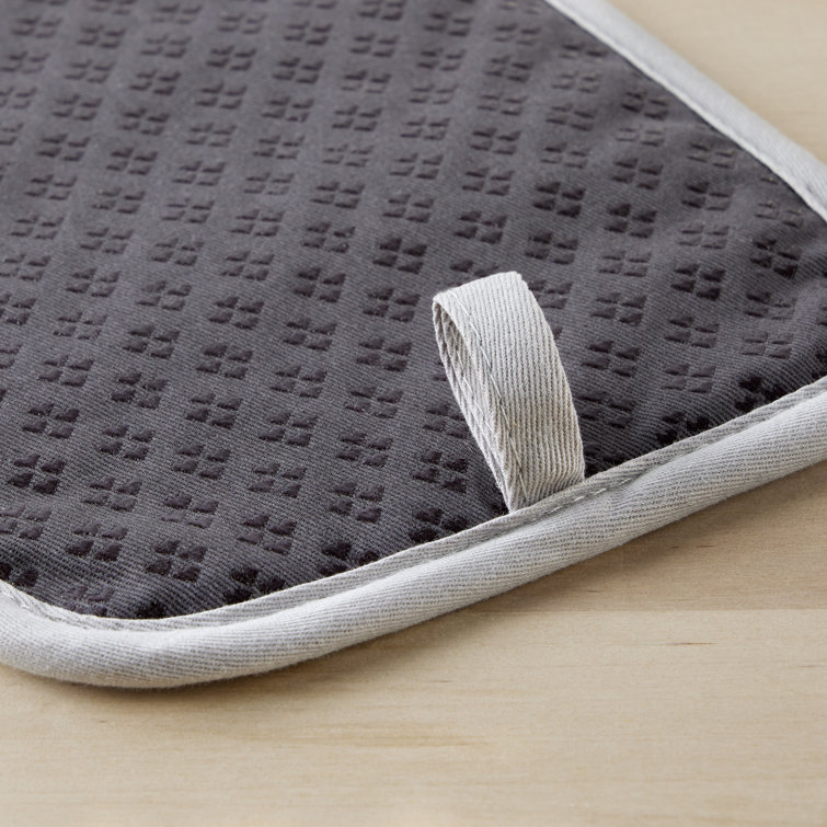 Charcoal Gray Silicone Cotton Pot Holder Set, 2-Piece