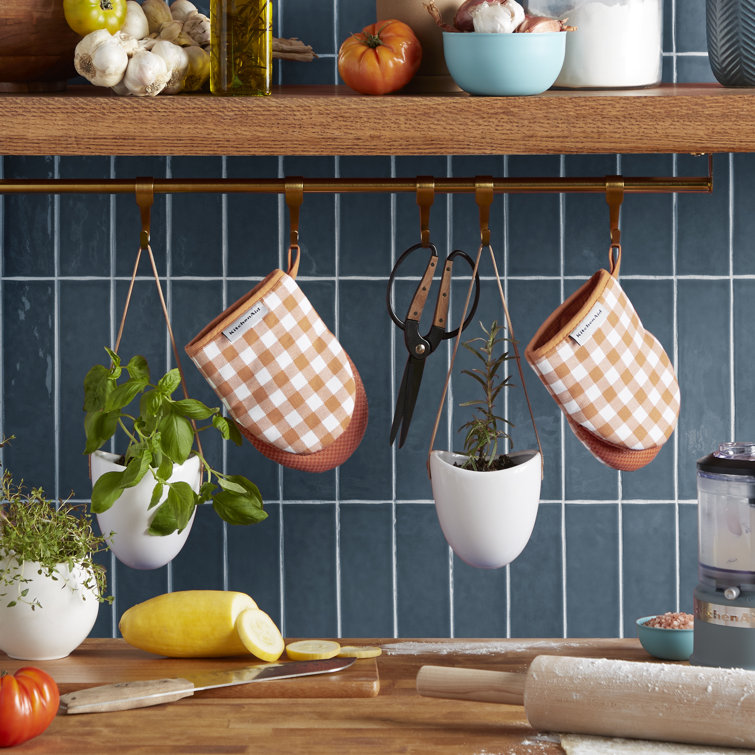 Milkshake Tan Gingham Silicone Mini Oven Mitt Set