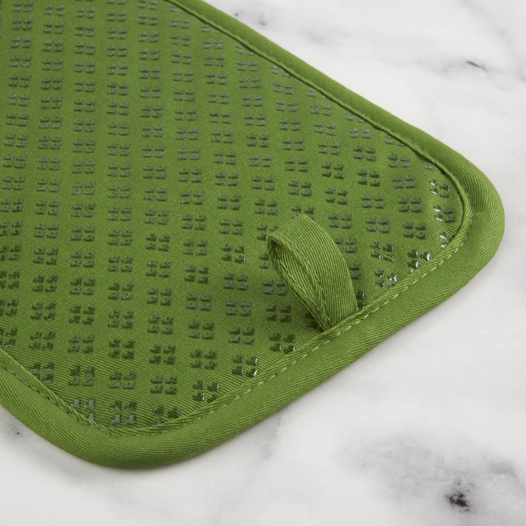 Matcha Green Silicone and Cotton Pot Holder Set, 2-Pack