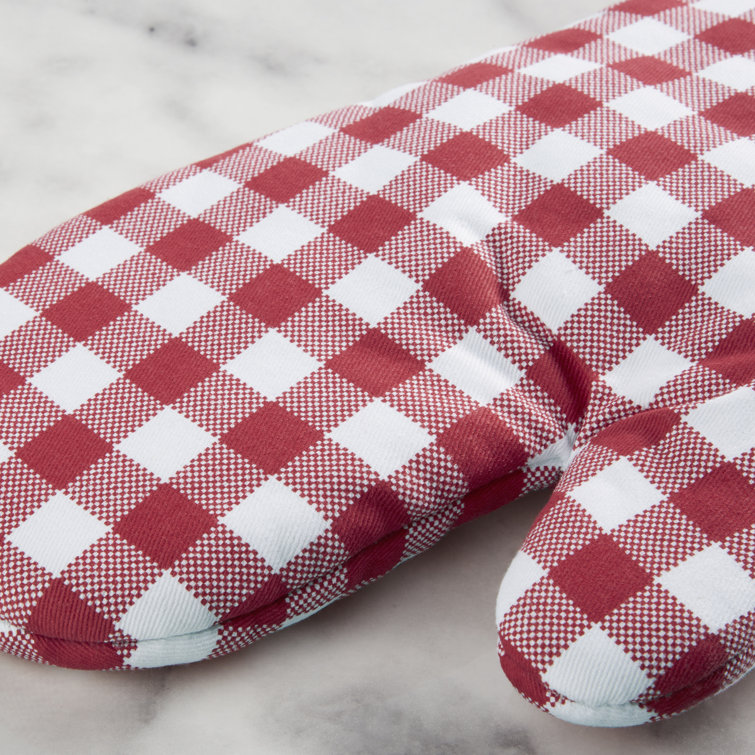 Passion Red Gingham Cotton Oven Mitt 2-Pack Set