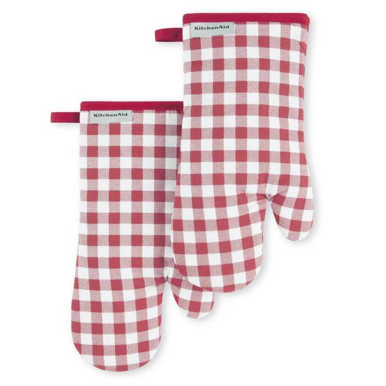 Passion Red Gingham Cotton Oven Mitt 2-Pack Set
