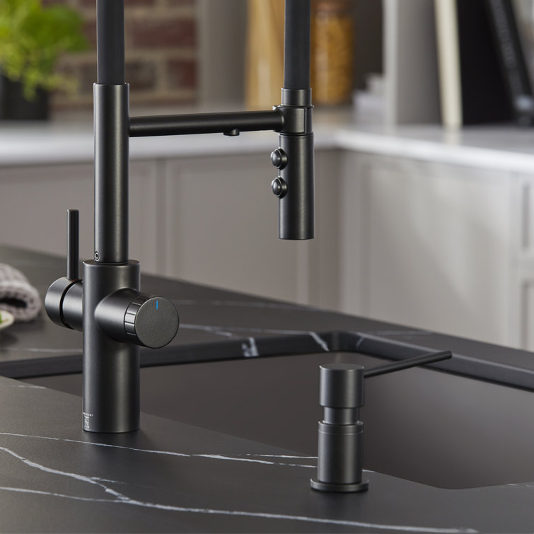 Matte Black Brass Deck-Mounted Soap and Lotion Dispenser