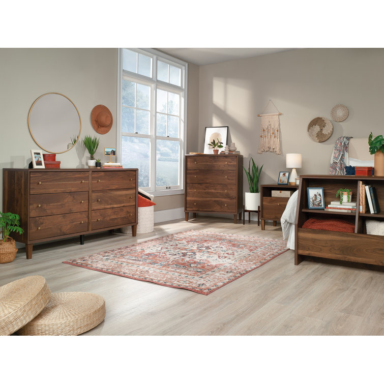 Grand Walnut Contemporary 1-Drawer Nightstand with Open Shelf