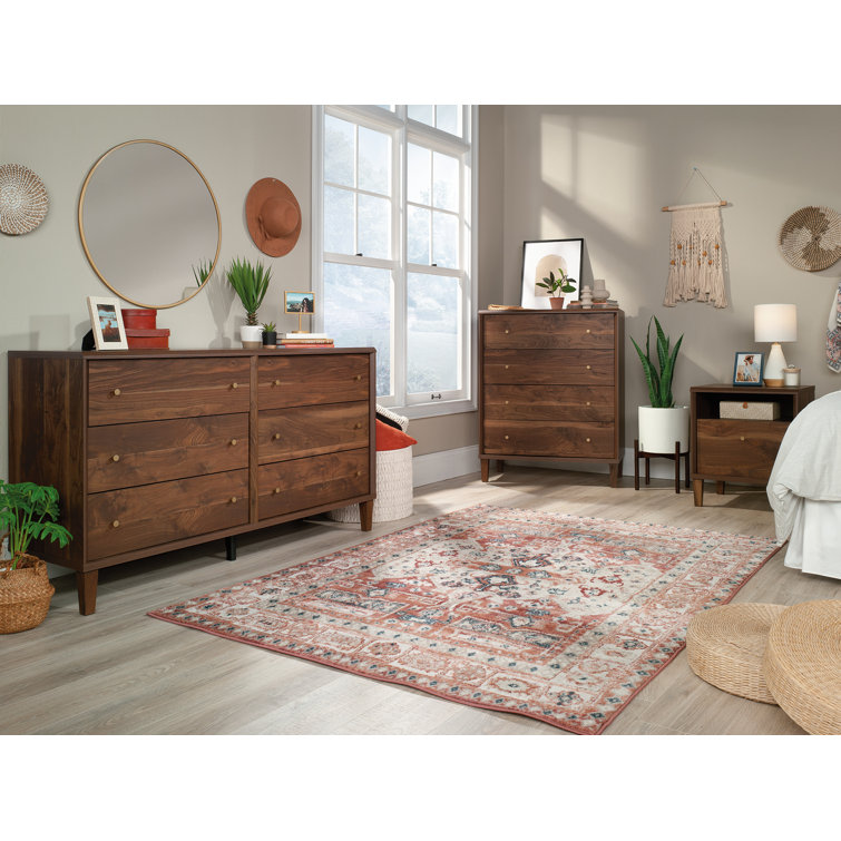 Grand Walnut Contemporary 1-Drawer Nightstand with Open Shelf
