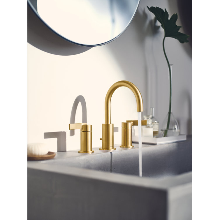 Brushed Gold Modern Widespread Bathroom Faucet with Two Handles
