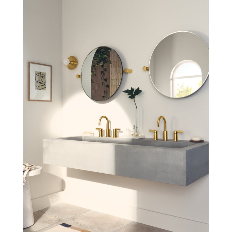 Brushed Gold Modern Widespread Bathroom Faucet with Two Handles