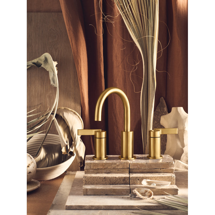 Brushed Gold Modern Widespread Bathroom Faucet with Two Handles